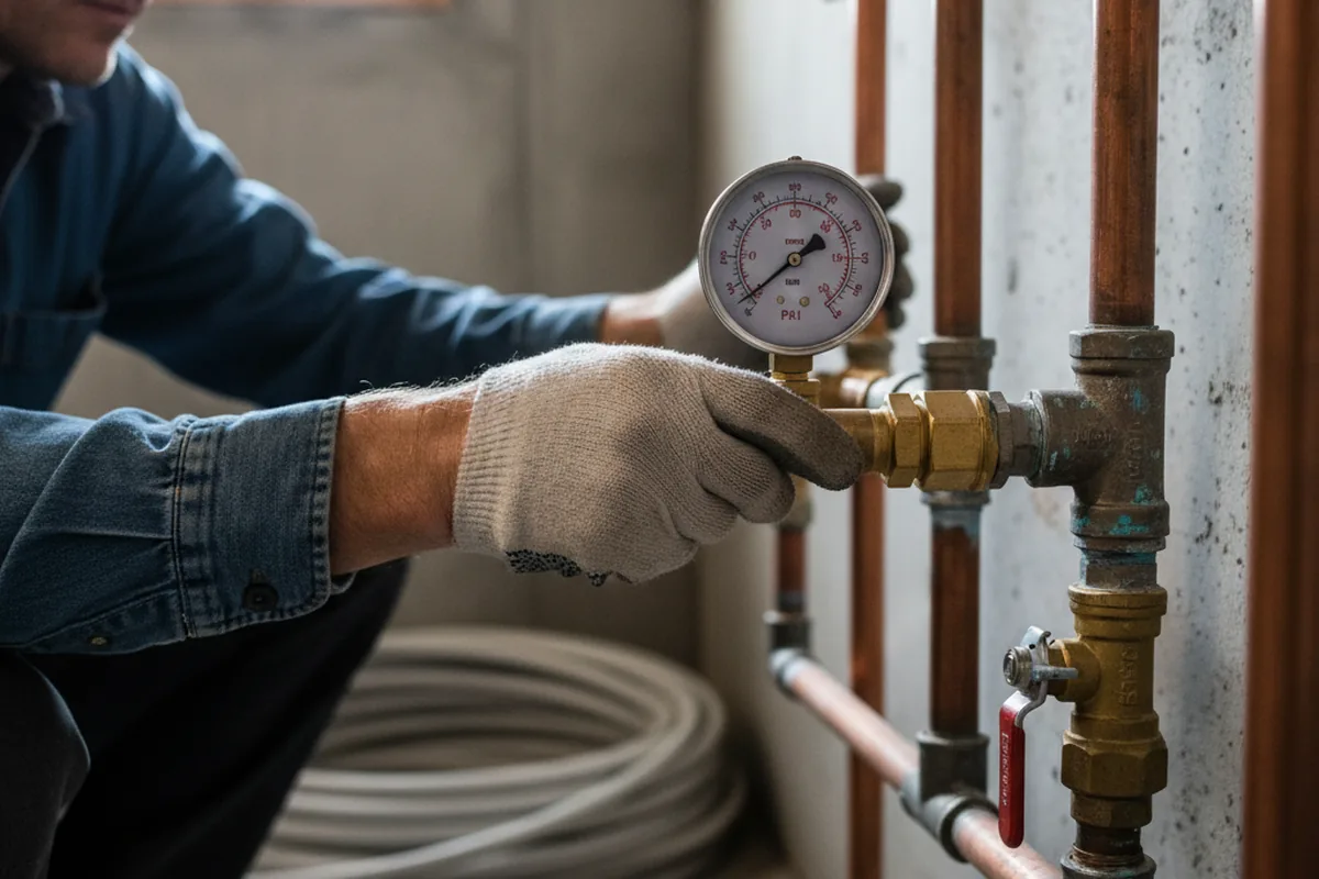 Pressure testing a repaired line during Water Line Repair in Redlands